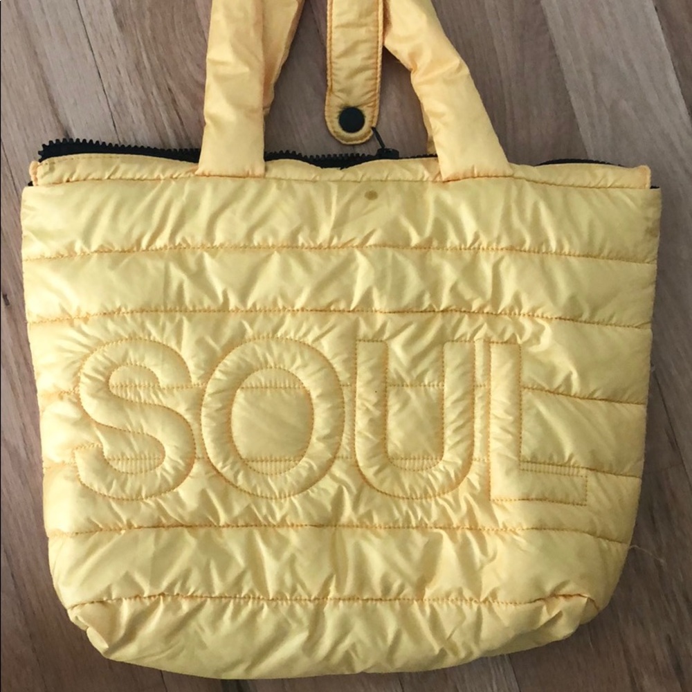 SoulCycle yellow quilted tote